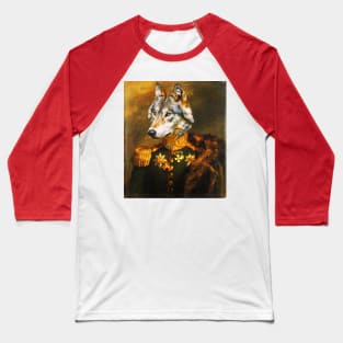 Wolf Vintage Military Portrait Baseball T-Shirt